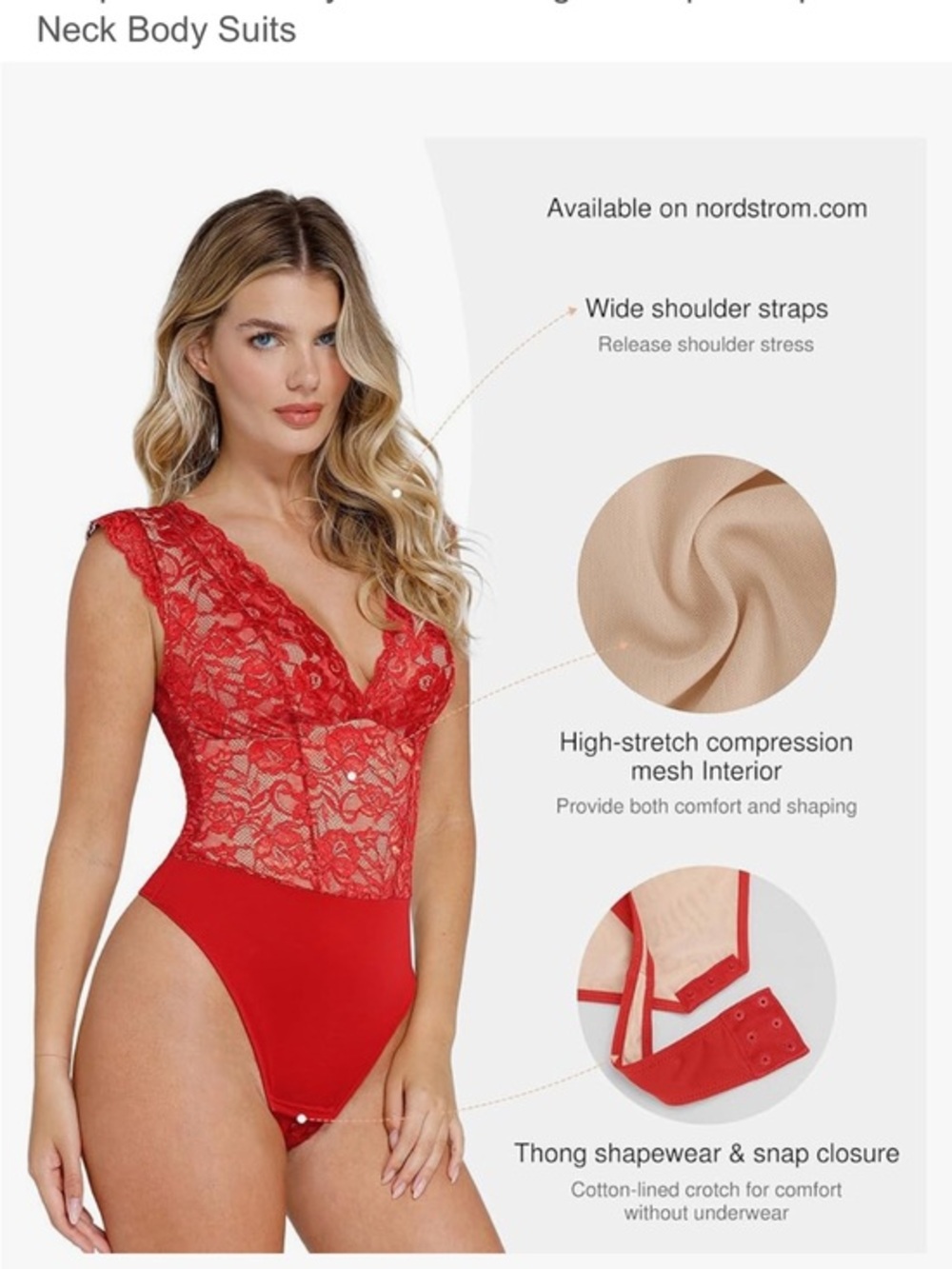 New Popilush Sculpturing Red Lace Bodysuit